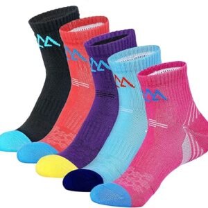 5 Pack Women's Cushioned Hiking & Running Ankle Socks