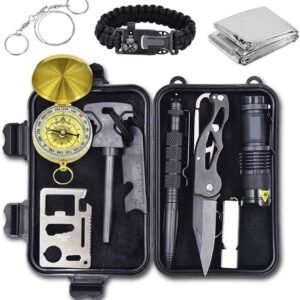 Alritz 12-in-1 Emergency Survival Kit for Outdoor Adventures