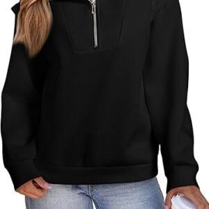 Chic EVALESS Women's Oversized V-Neck Half Zip Hoodie