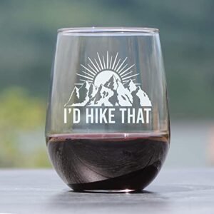 Etched Stemless Wine Glass for Hiking Enthusiasts - 17 Oz