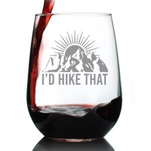 Etched Stemless Wine Glass for Hiking Enthusiasts - 17 Oz